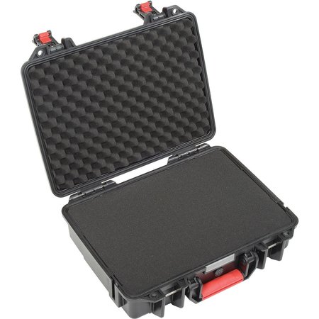 GLOBAL INDUSTRIAL Waterproof Hard Case w/Pinch Tear Foam, 16-11/32L x 13-3/16W x 4-3/4H, Black 493400